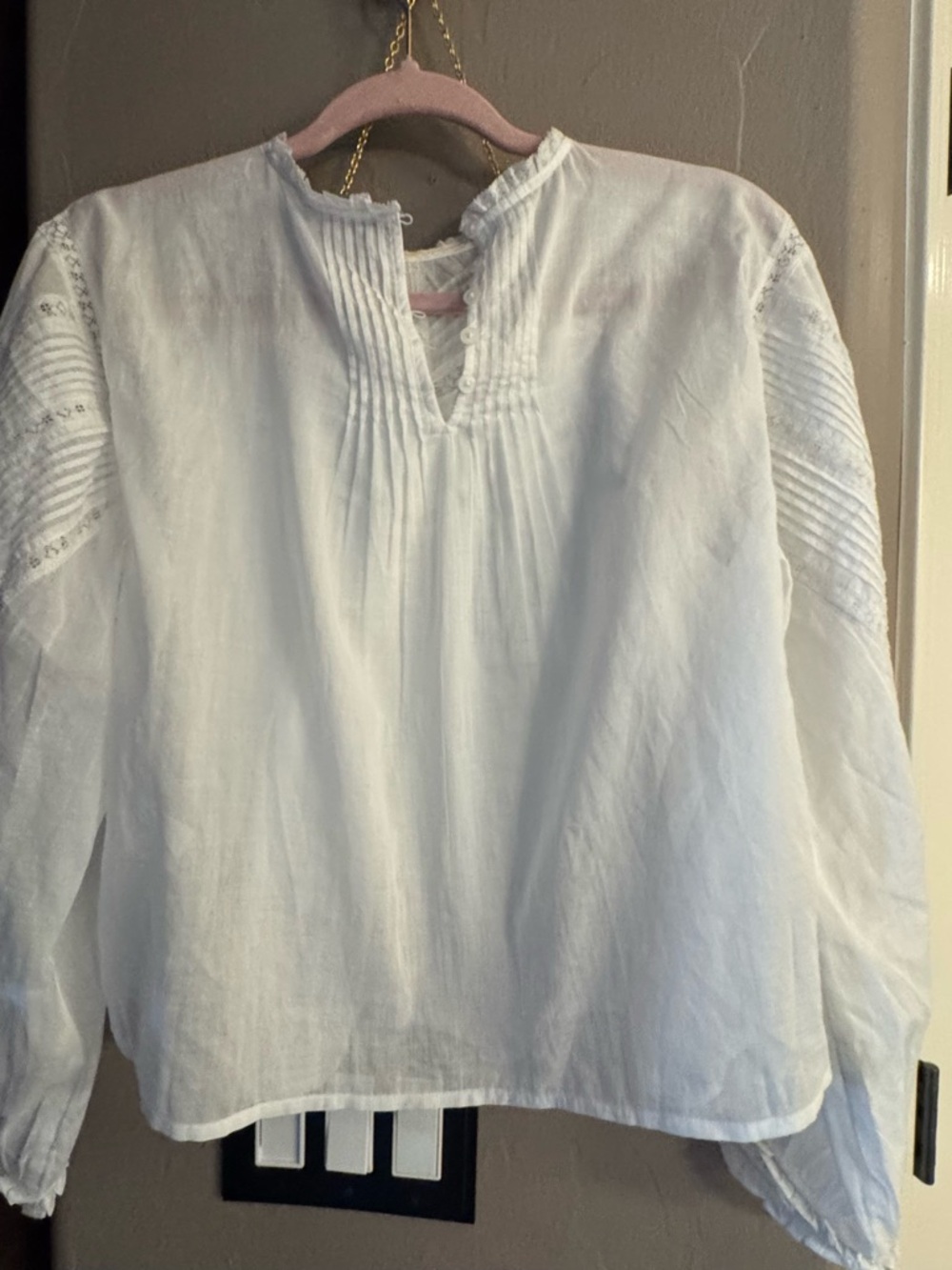 New! J. Crew Lace-trim pintuck top in cotton voile Victorian Blouse - Picture 7 of 8